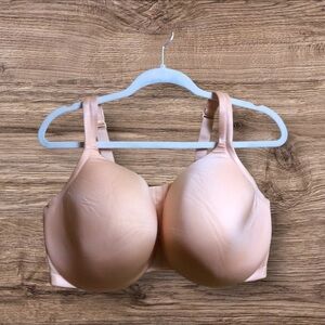 Cacique pink lightly lined full coverage under wire mesh back bra. 46DDD.